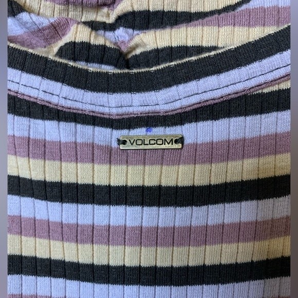 NWT VOLCOM STRIPED STONE CHECKED MIDI DRESS - ESPRESSO. Size Large - Picture 10 of 14